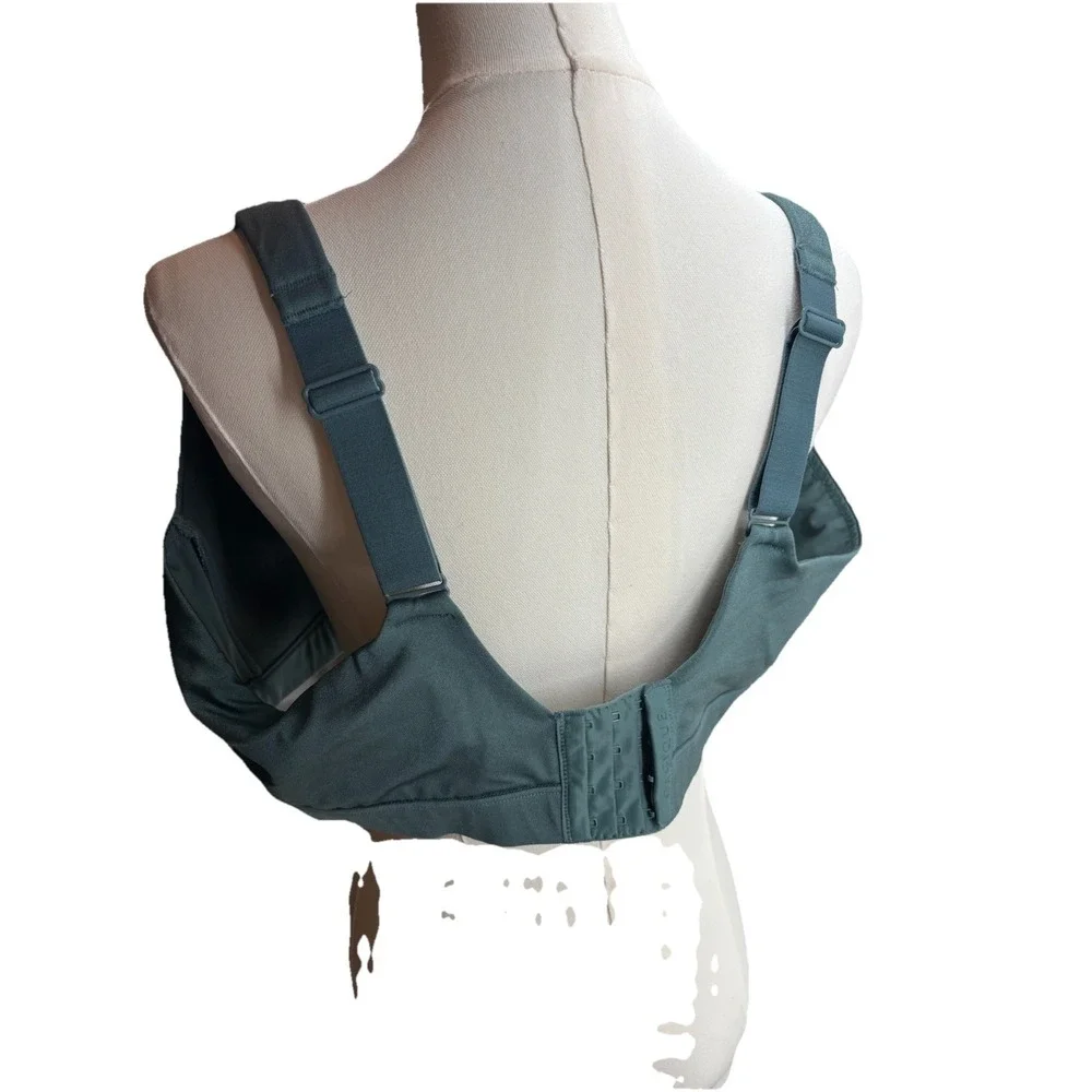 Cacique Lightly‎ Lined Wireless Bra 44D Lane Bryant Green Adjustable Straps EUC